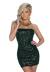 Sexy Bandeau Neck Sequined Mini Dress 