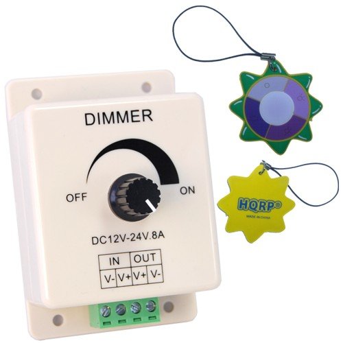 HQRP LED Strip Dimmer Brightness Adjustable Controle 12V 8A for single color LED Light strips Ribbons plus HQRP UV Chain / UV Radiation Health Tester On Sale