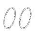 14kt White Gold Medium Diamond Hoop Earrings title=