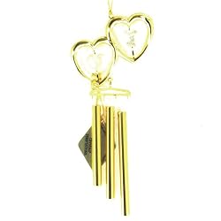 Joined Hearts Wind Chime Gold Plated Swarovski Crystals