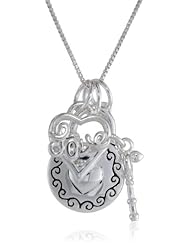 Sterling Silver "Love" Three Charm Neck with Heart and Bow and Arrow, 18"