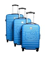 Hello Kitty Set de 3 trolleys rígidos 85260/3 (Azul)