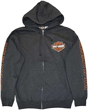 Harley-Davidson Men's Hooded Sweatshirt, Bar &amp; Shield Zip, Gray 30299143 (2XL)