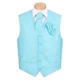 VTH-6A - Turquoise - Formal Vest, Necktie and Hanky Set