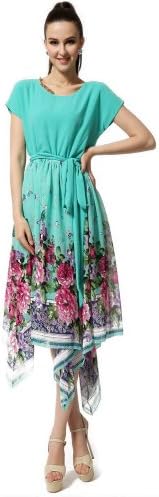 Bohemian Elegant Short Sleeve Rose Printed Maxi Dresses For Women Plus Size (XL)