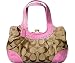 Coach Signature Ergo Pleated Satchel Bag Tote 13610 Khaki Pink