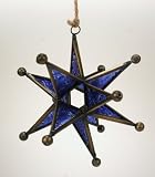 Artika 12-Point Glass Star with Antique Brass Frame - Blue