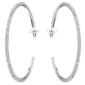 Silvertone Crystal Hoop Earrings- 70 mm.