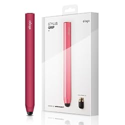 elago Stylus Grip for iPhone 3GS/ 4, iPad and Galaxy -World First Replaceable Tip (Extra Rubber Tip included) - Red Pink
