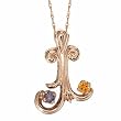 14K Rose Gold Mother's Pendant - 2 Gemstone -- YOU CHOOSE THE COLORS!