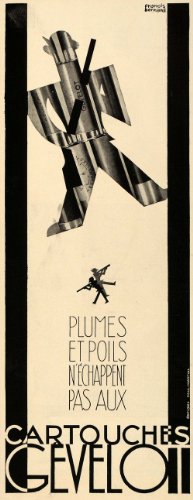 1929 French Ad Gevelot Cartouches Bullet Gun Art Deco - Original Print Ad