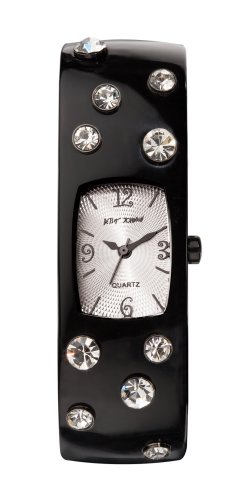 Betsey Johnson Women's Crystal Accented Black Bangle Watch #BJ7005