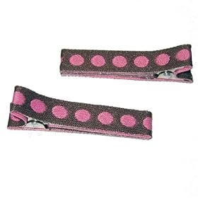 Pink Dots on Brown Pair of Hair Barrettes