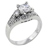 Sterling Silver Round Cut Cz Promise Cluster Right Hand Ring