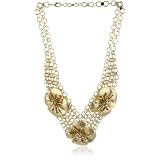 French Connection Xmas Gold Flower Charm Bib Collar