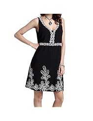 Vintage Cotton Summer General Print Maxi Dress/Midi Dress 