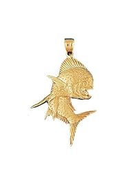 Dazzlers Solid 14k Gold Fish Charm Pendant Available in three colors from jewelsberry (weights: 6.6 grams only)