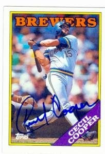 Cecil Cooper Autographed/Hand Signed Baseball Card (Milwaukee Brewers) 1988 Topps #769