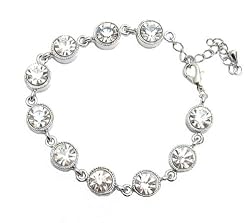 Bracelet - B118 - Round CZ Crystal Link ~ Clear