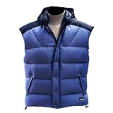 TAIGA Blackcomb 800 Deluxe - Men's Goose Down Vests with a Thin AquaNix Hide-Away Hood, Navy Blue Black, MADE IN CANADA