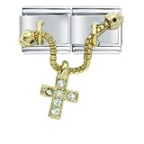 Dangle Cross Chain Religious Italian Charms Bracelet Link