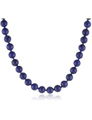 Sterling Silver 8mm Lapis Bead Necklace, 24"