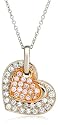 18k White and Rose Gold Pink and White Diamond Heart Pendant (1/2 cttw)