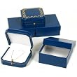 3 Blue Leather Pendant Boxes Push Button Gift Displays