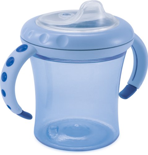NUK 10255138 Easy Learning 1-2-3 System, Easy Learning Cup 1, 210 ml, blau, mit auslaufsicherer Soft-Trinkt&uuml;lle aus Silikon, BPA-frei