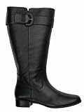 Channel Extra Wide Calf Boot Black Leather