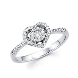 14k White Gold Diamond Heart Shape Ring Band .32 ct (G-H Color, SI2 Clarity)