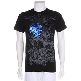 JiPPiJ Gorgeous Cross and Blue Foil Wing Cotton Adult Mens Fashion T-Shirt - Sale !