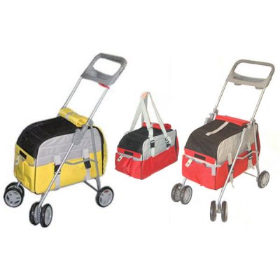 3-in-1 DELUXE PET STROLLER CARRIER CAR SEAT FOR DOG CAT Red color