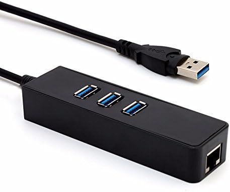 Ethernet Converter Adapter 3 USB3.0 Ports Hub RJ45 Ethernet Lan Cable Hub 10/100/1000 Gigabit Ethernet interface for Macbook Air HP Lenovo Asus Dell Thinkpad Support MAC OS Windows Free Driver