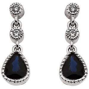 Genuine IceCarats Designer Jewelry Gift 14K White Gold Sapphire & Diamond Earrings. 05.00 X 04.00 Mm Pair Sapphire & Diamond Earrings In 14K White Gold