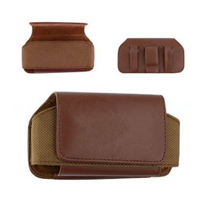 High Quality Leather Horizontal Large Size Pouch Protective Carrying Cell Phone Case with Belt Clip and Belt Loops for AT&T Apple iPhone 4 16GB 32GB / iPhone 3G 8GB 16GB / 3GS 16GB 32GB (It will fit the cell phone already with a Rubber / Silicon Cover and it will fit OtterBox Defender Case/ Impact Case with iPhone 4 or 3G / 3GS into this Leather case) - Brown