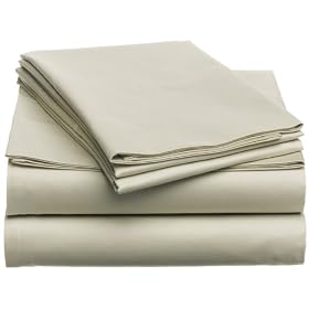 Pinzon 400-Thread-Count 100% Egyptian Cotton Hemstitch Queen Sheet Set, Sand