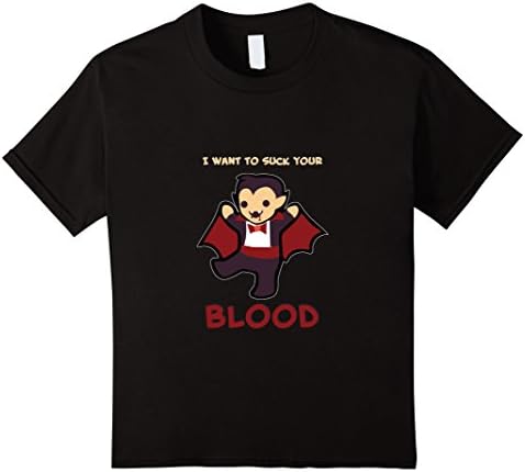 Kids I Want To Suck Your Blood Count Dracula Vampire Scary Tshirt 10 Black
