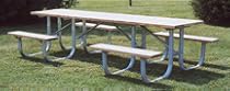 12' Wheelchair Accessible Extra Heavy Duty All Welded Picnic Table With 3 Legs and Top of Pressure