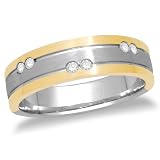14k Two-Tone Gold Men's Machine Set Diamond Band (.15 cttw, G-H Color, I1 Clarity)