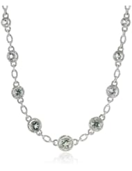 Sterling Silver Green Amethyst and Diamond Necklace (Cttw, G-H Color, I2-I3 Clarity), 17"