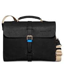 Piquadro Laptop Briefcase with iPad Air Sleeve Handmade By Tuscan Craftsmen
