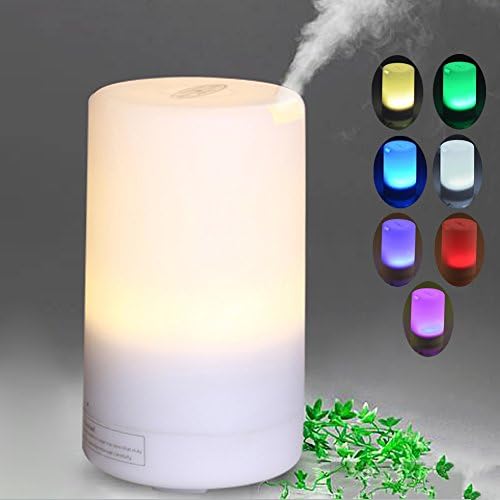 LightDay 70ml Mini Cool Mist Aroma diffuser Humidifier,Ultrasonic Aromatherapy Machine with time setting 7 kinds Colorful LED Lights USB powered,white