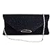 ZLMBAGUS Ladies Frosted Satin Evening Clutch Purse Bag Party Prom Wedding Envelope Crossbody Handbags Black