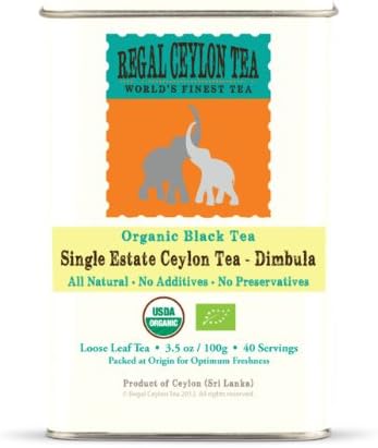 Organic Single Estate Ceylon Tea from Dimbula - 100g/ 40 Servings, Whole Leaves (OP) in a Tin