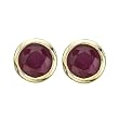 14K Yellow Gold Bezel Set 4 MM Ruby Earring Studs