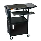 Luxor Adjustable Height Table With Cabinet & Pull-Out Keyboard Shelf