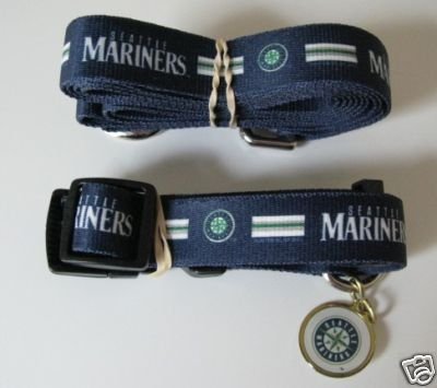 Seattle Mariners Dog Pet Set Leash Collar ID Tag XS
