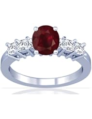 Platinum Cushion Cut Ruby Ring With Sidestones