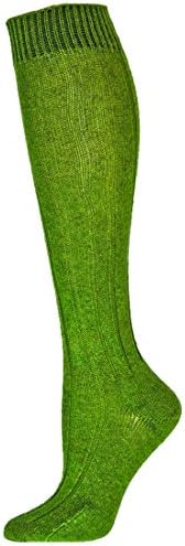 Posh Socks 6x2 Rib with Reinforced Heel and Toe Womens Knee High Cashmere Blend Socks ( Olive - Medium )